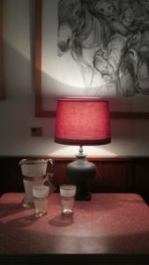 Lamplight and lemonade jug and glasses